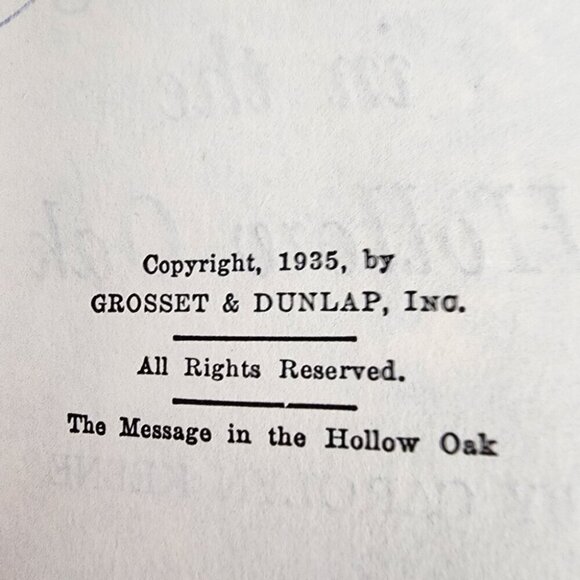 Vintage Nancy Drew 1935 The Message in the Hollow Oak Hardcover Book - Picture 4 of 14